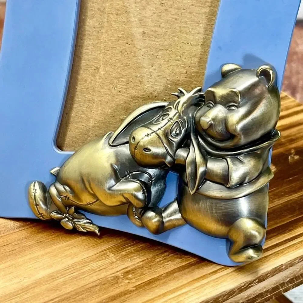 VTG 2001 Disney Winnie the Pooh & Eeyore Lavender Brass Picture Frame